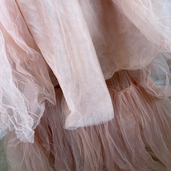 Bronx and Banco Anna Pink Tiered Tulle Maxi Dress Size Medium - Picture 9 of 16